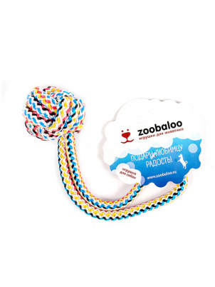 Zoobaloo Мяч с ручкой для собак из шнура 30 см, арт. 436 