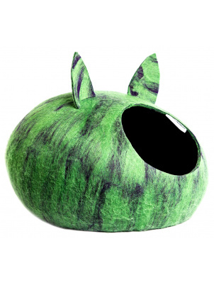 Zoobaloo Домик-слипер, круглый, размер S, с ушками, мультиколор зеленый арт803 