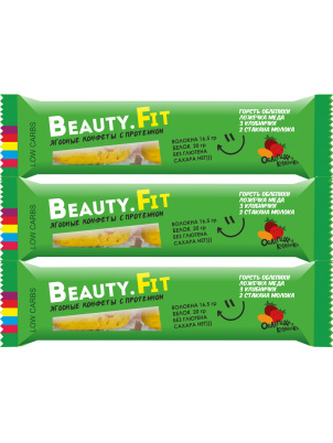 Beauty Fit Натуральные  фруктово-ягодные конфеты с протеином 3штХ63гр Облепиха - клубника
