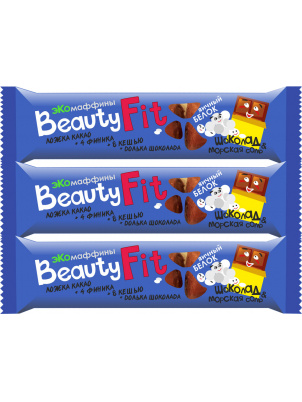 Beauty Fit Натуральные финиковые ЭКОмаффины 3штХ60гр Шоколад - морская соль