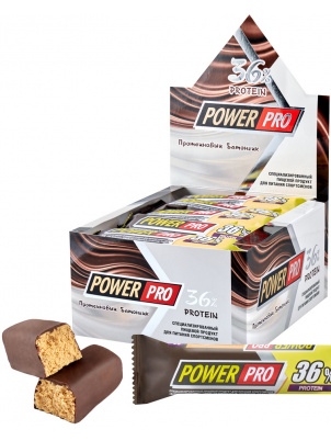 Power Pro  Протеиновый батончик POWER PRO 36% белка 20шт х 60г Тоффи