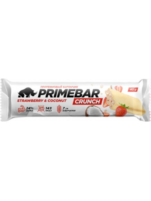 Prime Kraft Протеиновый батончик PRIMEBAR CRUNCH, клубника-кокос 40г