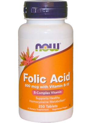 NOW  Folic Acid & B12 800mcg 250 tab 250 таблеток