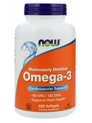 NOW  Omega-3 1000 mg 200 softgels 200 гелевых капсул