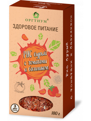 Оргтиум Рис бурый экологическое с томатами и базиликом  180г