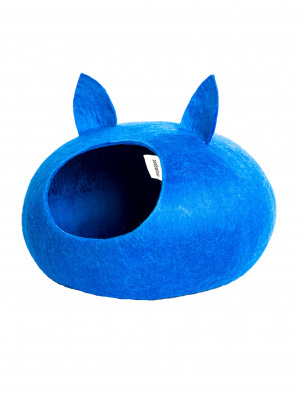 Zoobaloo Домик-слипер, круглый, размер L, с ушками, синий арт 963
