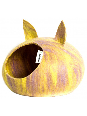 Zoobaloo Домик-слипер, круглый, размер S, с ушками, мультиколор желтый арт.817 