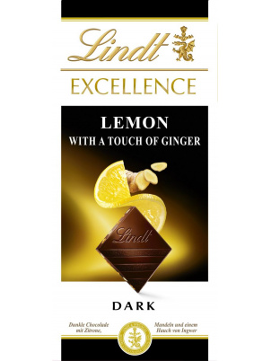 LINDT Excellence темный шоколад Лимон и имбирь 100г