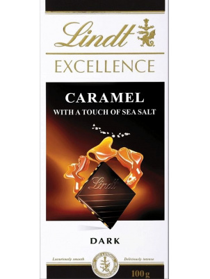 LINDT Excellence темный шоколад с карамелью и морской солью 100г