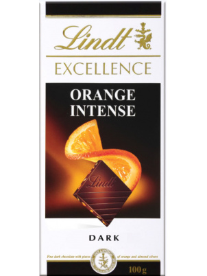 LINDT Excellence темный шоколад с кусочками апельсина и миндаля 100г