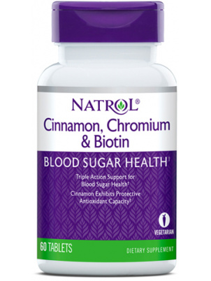 Natrol Cinnamon, Chromium & Biotin  60 tab 60 таб.