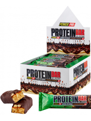 Power Pro  Протеиновый батончик PROTEIN BAR 36% белка, 20шт х 60г с Карамелью и жаренным арахисом 20шт