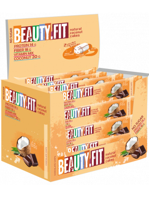 Beauty Fit Натуральные кокосовые пирожные с протеином 20шт х 66гр Шоколадные чипсы 20 шт