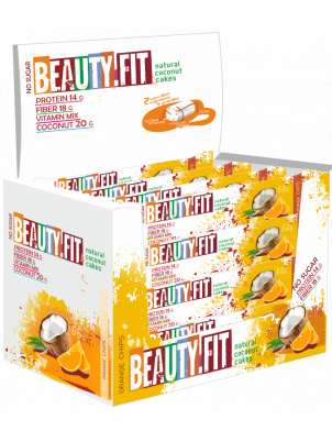 Beauty Fit Натуральные кокосовые пирожные с протеином 20шт х 66гр  Апельсин 20 шт