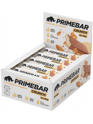 Prime Kraft Протеиновый батончик PRIMEBAR CRUNCH, карамель-миндаль 15шт х 40г 15 шт.