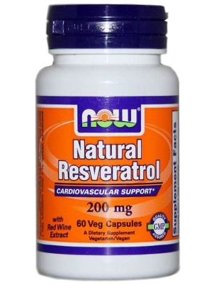 NOW  Natural Resveratrol 200mg 60 vcap 60 капс.