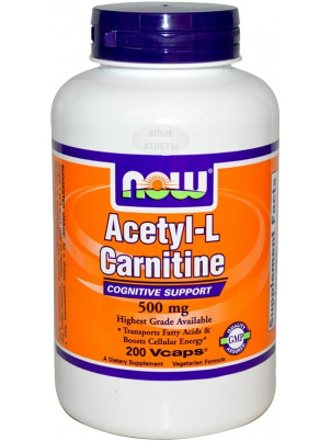 NOW  Acetil L-Carnitine 500mg 200 cap 200 капсул