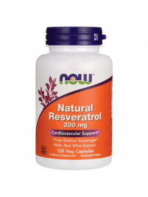 NOW  Natural Resveratrol 200mg 120 vcap 120 капс