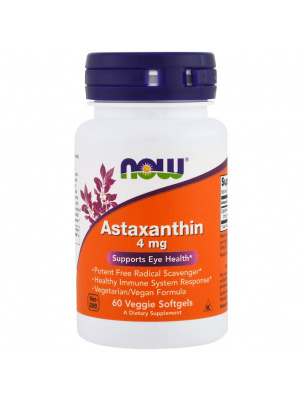 NOW  Astaxanthin 4mg 60 softgels 60 капсул