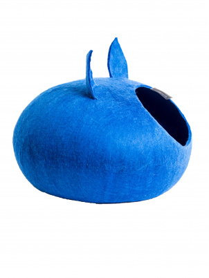 Zoobaloo Домик-слипер, круглый, размер S, с ушками, синий арт.809 