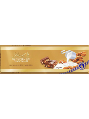 LINDT Swiss Premium молочный шоколад с миндалем 300г