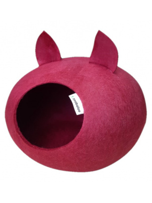 Zoobaloo Домик-слипер, круглый, размер L, с ушками, бордовый арт.90872 