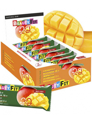 Beauty Fit Натуральные низкоуглеводные батончики с протеином 13шт х 60гр Манго Fresh