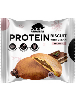 Prime Kraft Протеиновое печенье PRIMEBAR BISCUIT с начинкой, тирамису 10шт х 40г 10 шт.
