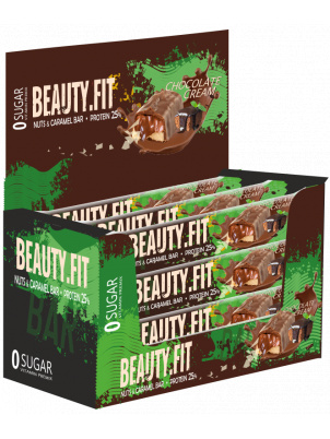 Beauty Fit Протеиновый батончик "Орехи и карамель" 25% протеина, 15шт х 60г Шоколадный крем 12 шт.