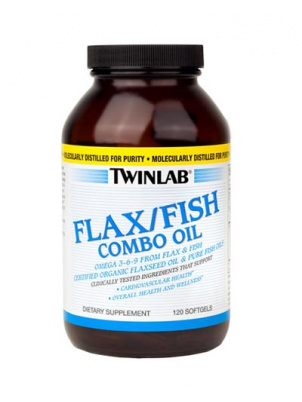 TwinLab Organic Flax/Fish oil blend 120 softgel 120 гелевых капсул