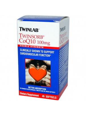 . Twinsorb CoQ10 100mg 45 softgels 45 гелевых капсул