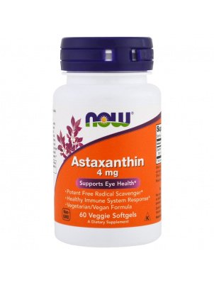 NOW  Astaxanthin 4mg 60 softgels 60 капсул