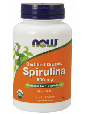 NOW   Spirulina 500mg 200 tab 200 таблеток