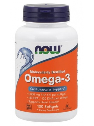 NOW  Omega-3 1000 mg 100 softgels 100 гелевых капсул