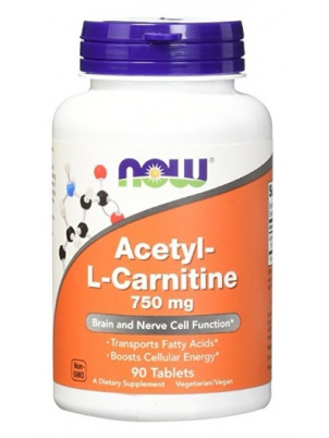NOW  Acetil-L-Carnitin 750mg 90 tab 90 таблеток