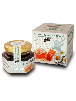 Ambrella Сибирский Целитель Бальзам медово-растительный мед с кусочками пантов марала 100 г