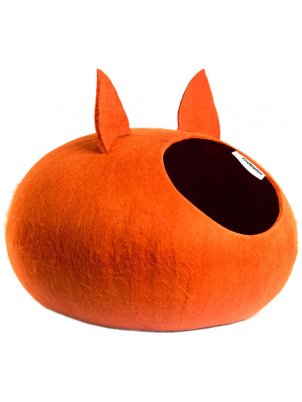 Zoobaloo Домик-слипер, круглый, размер L, с ушками, оранжевый арт.965 