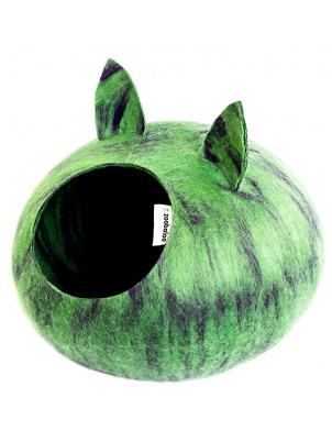 Zoobaloo Домик-слипер, круглый, размер M, с ушками, мультиколор зеленый арт.875 