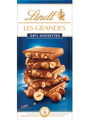 LINDT Les Grandes молочный шоколад с цельным фундуком 150г