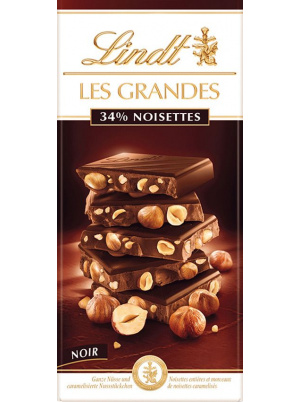 LINDT Les Grandes темный шоколад с цельным фундуком 150г 150 г