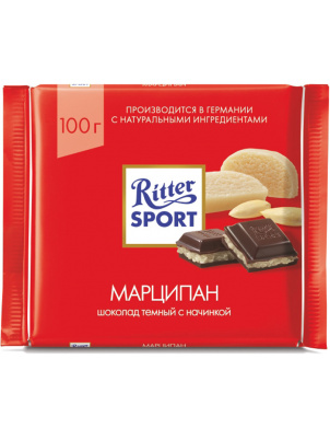 Ritter Sport Шоколад темный, с начинкой, Марципан 100 г 100 г