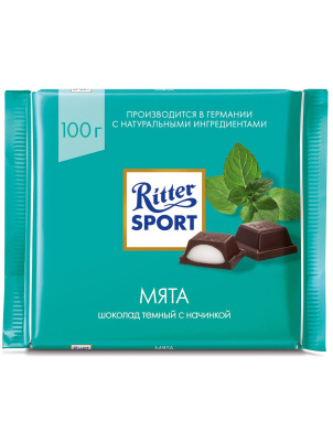 Ritter Sport Шоколад темный с мятной начинкой 100 г 100 г
