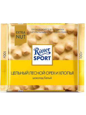 Ritter Sport Шоколад белый, Цельный лесной орех и хлопья 100 г 100 г